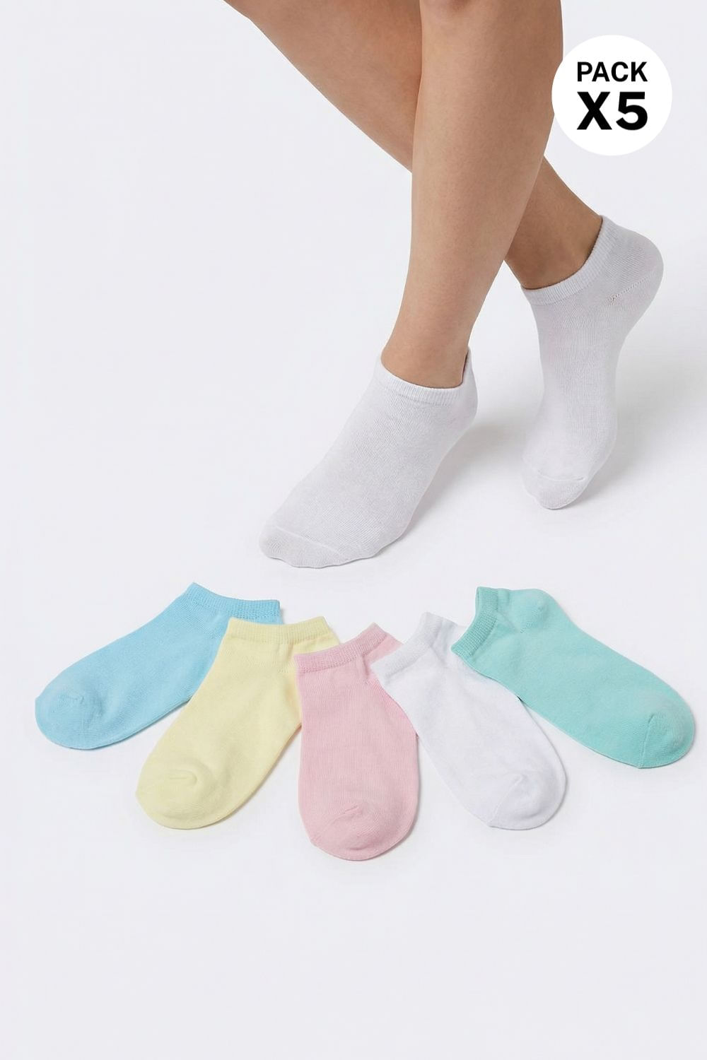 Medias taloneras paquete x5 en material dealgodón